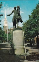 Boston Massachusetts MA Old North Church Paul Revere Statue Postcard C26 - £2.30 GBP