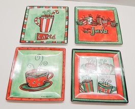 Boston Warehouse Jingle Java Appetizer Plates by Tara Reid Porcelain Set of 4 - $24.99