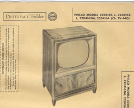 1956 PHILCO 22D4148 TELEVISION Tv Photofact MANUAL 22D4163M 22D4162 22D4... - $9.89