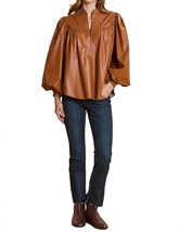 Tyler Boe trish vegan leather top in Pecan - size L - £101.38 GBP