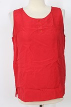 Vtg Deville 38 M? Red Silk Button-Neck Tank Top Shell - £17.12 GBP