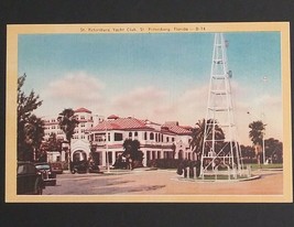 St Petersburg Yacht Club FL Florida Linen Postcard New Old Stock Palms C... - £2.99 GBP