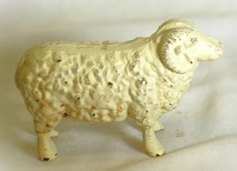Cast Iron White Ram Sheep Vintage Figurine - $49.49