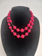 Vintage Double Strand Red Beaded Necklace 17&quot; To 19&quot; Length - $168.38 MXN