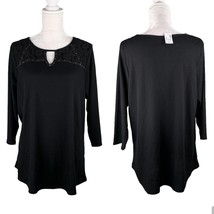 Avenue Top Shirt Lace Studded Lightweight Thermal Waffle Black 18/20 New - $25.00