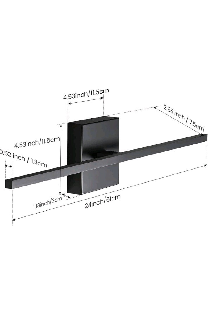 CCYCOL 24 Inch Black Vanity Light Led Bar Over Mirror Dimmable Wall Sconce New Item image 2