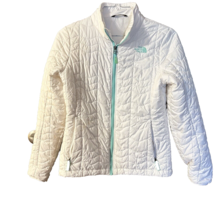 NorthFace Womens White and Teal Puffer Jacket Coat Winter Size Medium - $21.17
