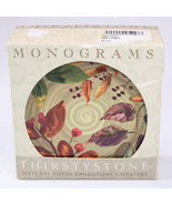 Monograms Natural Sandstone Drink Coasters Nature Cork Thirstystone Box ... - $8.79
