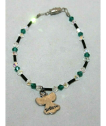 Angel Charm FASHION BRACELET BLACK, CLEAR &amp; GREEN with Barrel CLOSURE 8&quot;... - £6.72 GBP