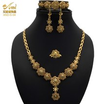 Jewelery Sets Flower Necklace Hawaiian Gold Plated Jewelry Plated Earring Weddin - £25.99 GBP