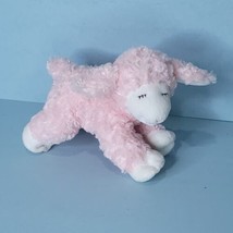 Baby Gund Pink &amp; White Lamb Sheep Sleepy Rattle Winky Plush Stuffed Animal - £14.77 GBP