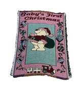 Baby&#39;s First Christmas Tapestry Throw Blanket Teddy Bear &amp; Train Gift 44... - $28.04