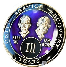 Recovery Mint 12 Year Purple Bill &amp; Bob Tri-Plate Alcoholics Anonymous M... - $18.80