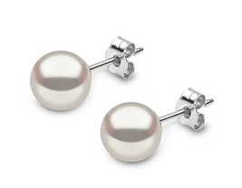 THE PEARL SOURCE White Japanese AAA Quality Earrings 14K white Gold-6-7cm - $98.50