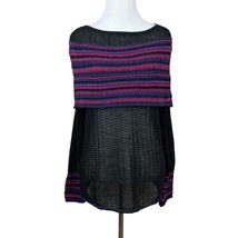 MFH Knits Sweater Womens Medium Black 100% Baby Alpaca Multicolor Open Knit Top - £39.30 GBP