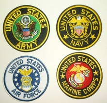 Army~Navy~Air Force Marines Patch Set ~@ 3" Round~Iron or Sew On--FREE US Mail - £10.72 GBP