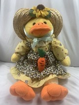Walmart Easter Duck Plush Stuffed Animal Floral Dress Sunflower Straw Hat 16&quot; - £19.74 GBP
