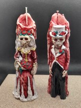 Burgundy Rose Skeleton Wedding Candle Set 6&#39; Tall - $25.00