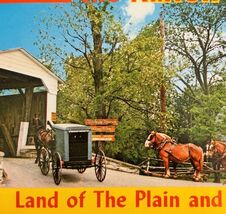 1970s Postcard Amish Belgian Horse Wagons Pennsylvania Dutch Bridge Vint... - $10.00