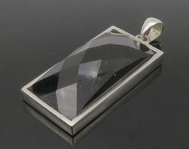 925 Sterling Silver - Faceted Black Hematite Square Drop Pendant - PT11638 - £29.66 GBP