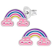 Clouds and Rainbow 925 Silver Stud Earrings - £11.19 GBP