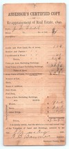 1890 Billhead Real Estate Assessor&#39;s Appraisement Value Land Lot Sandusk... - $19.80