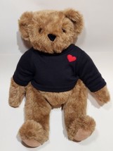 Vermont Teddy Bear 15” Valentines Day Plush Jointed Limbs Black Sweatshirt - £17.69 GBP