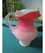 FENTON Vintage RED to Pink Art Glass Satin Pitcher Frosted Thorn Handle ... - $1,384.02 MXN