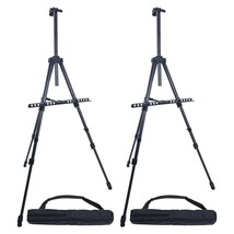 ArtPro Easel Stand - Pack of 2-66 Inch Sturdy Black Aluminum Tripod for Artists, - £71.85 GBP