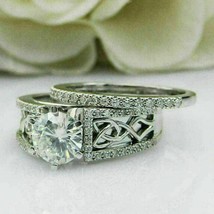 Round Cut 3.00Ct Diamond Bridal Wedding Ring Set 14k White Gold Finish S... - £127.23 GBP
