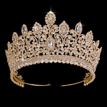 Fashion Plant Queen Crown For Women Girl Diadem Wedding Hair Accessories Cubic Z - £93.27 GBP