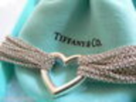 Tiffany &amp; Co Heart Mesh Necklace Pendant Chain Rare Gift Multi Strand Silver - £552.08 GBP