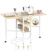 Besiost Folding Sewing Cutting Table with Charging Station Height Adjust... - $3,409.52 MXN
