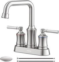 Bathroom Sink Faucet, Hurran Two Handle 4 Inch Centerset, Brushed Nickel - $51.99