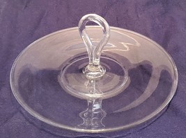 Cookie Sandwich Dessert Plate Vintage Plate Dish Cake Pie Clear Glass Handled - £7.91 GBP