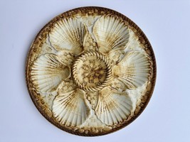 Vintage French Faience Oyster Plate Longchamp (1950-1960), Seafood, Eart... - $186.20