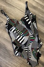 Gottex Swimwear Size 14 Multi Color Mixed Print Geometric One Piece Swimsuit - £18.28 GBP