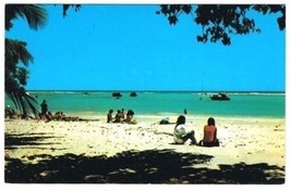 Barbados West Indies Caribbean Postcard Worthing Beach People - $2.96