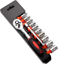 LSLANSOON 1/4” Ratchet Socket Wrench Set, Mechanic Tool Kit and Sockets Set with - £27.97 GBP+
