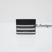 NWT Michael Kors Men&#39;s Kent Tall Card Case Wallet PVC Leather Black White Stripe - £20.11 GBP
