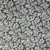 Curling Grape Leaves Fabric 2 Fat Quarters Gray on Black 100% Cotton - £4.39 GBP