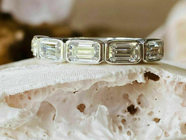 2 Karat Smaragdschliff VVS1 Diamant Halbe Ewigkeit Verlobungsring 14 Karat... - £79.42 GBP
