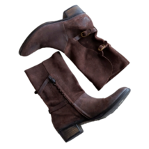 Coclico Mid Calf Brown Supple Suede Leather Trucker Boot Spain Size 6.5 - £113.88 GBP