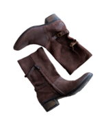 Coclico Mid Calf Brown Supple Suede Leather Trucker Boot Spain Size 6.5 - £112.58 GBP