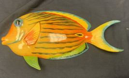 Colorful Coral Reef Fish Wall Art Decor Hand Painted Poly Resin 9.5” - £5.73 GBP