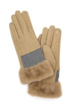  Two Tone And Stitch Lines Fauxfur Smarttouchgloves - $24.75