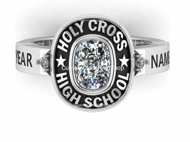 custom ELONGATED CUSHION cut class ring, Silver 925 Custom Class Graduation Ring - $128.00