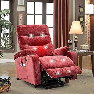 Electric Power Lift Recliner Chair, Vibration Massage Heated Chair For E... - $861.99