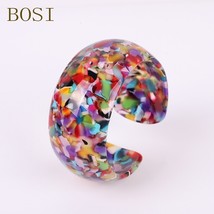 Bohemian ZA Acrylic Leopard Print Resin Bracelets Colorful Bangles For Women Res - £9.67 GBP