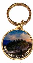 Mountain And Winding Road One Day At A Time Keychain Serenity Prayer In Bronze - £7.88 GBP